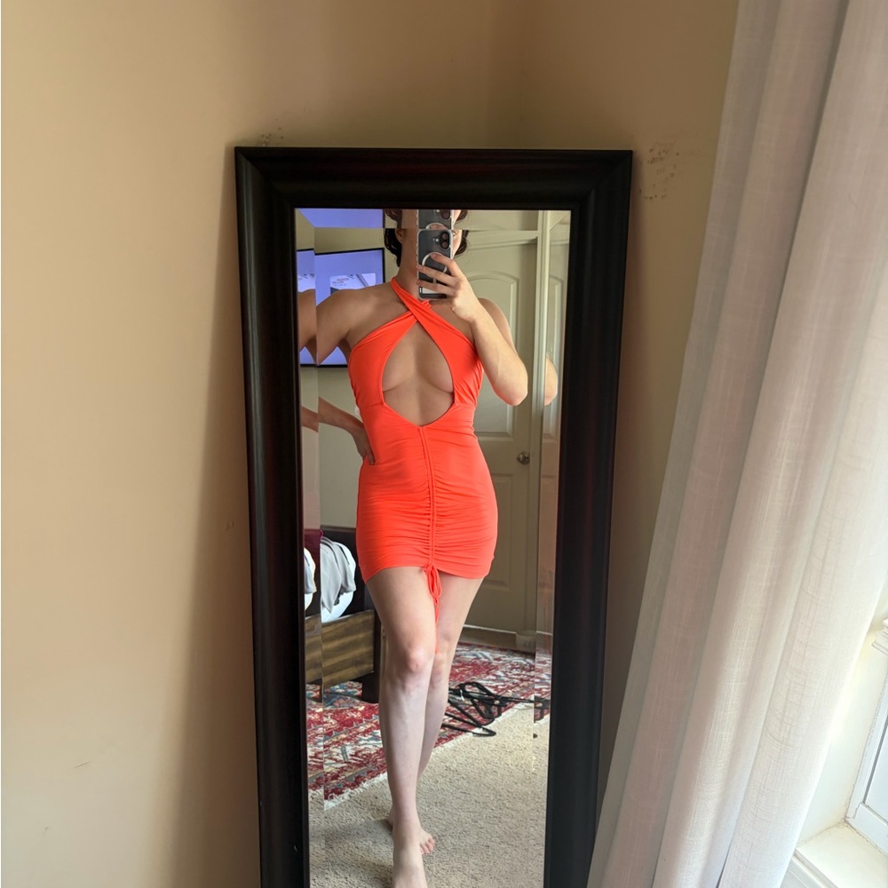 superdown Neon Orange Party Mini Dress